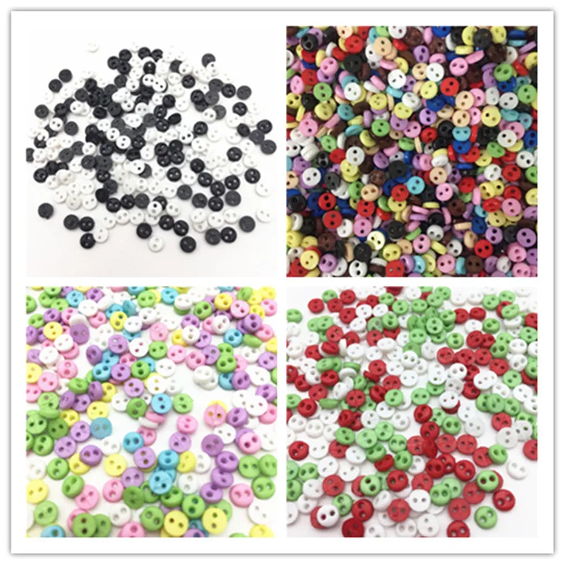 250pcs 4mm Mini Multi 2 Holes Round Doll Buttons DIY Handmade Sewing Flatback Accessories