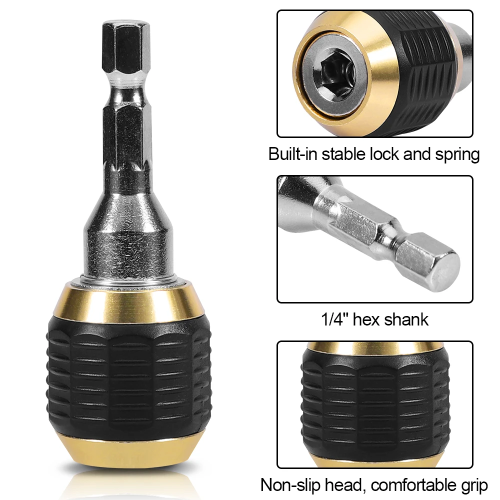 60/150/300mm Hex Handle Quick Change Joint Electric Hand Drill 1/4 Hexagon Electric Drill Big Head Selflocking Connecting Rod