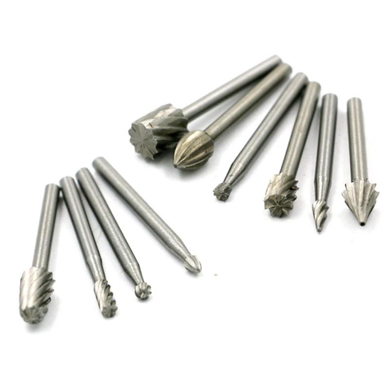 Cortador de archivos rotativos de madera HSS, herramienta de corte para tallado de madera, accesorios, 10 unids/set