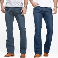 Pantalones vaqueros con corte de bota para hombre, pantalones ajustados ligeramente acampanados, color azul y negro, pantalones vaqueros elásticos clásicos de diseñador para hombre