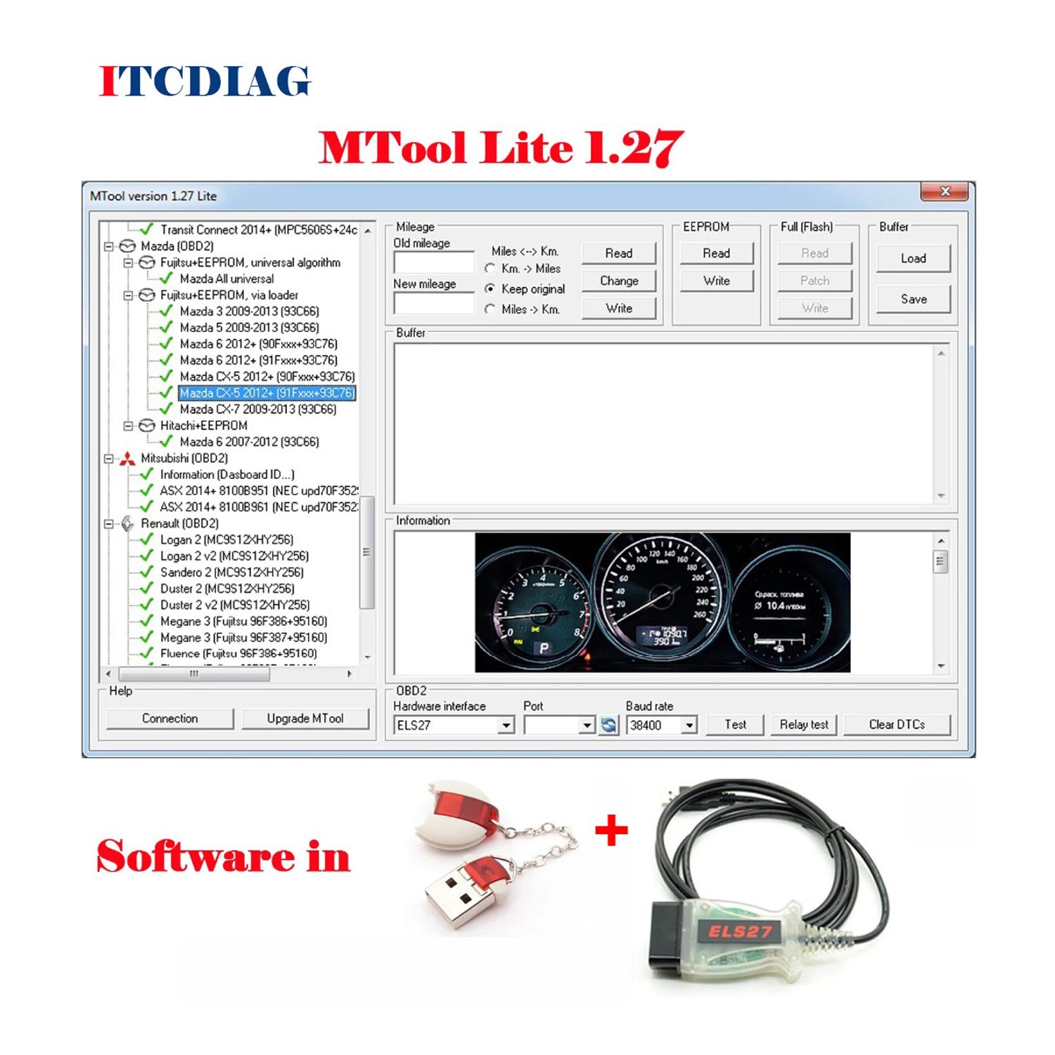 Mileage Correction Software MTool Lite 1.27 Version Mileage Programmer work to Adjust the Mileage Change of Cars