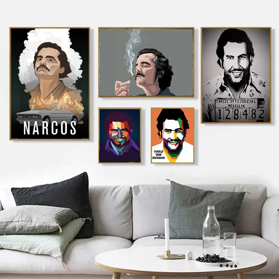 Pablo Escobar Character Retro Poster Legend Print Wall Art Canvas Living Room Home Decor Picture
