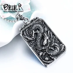 Beier Stainless Steel dragon Animal Wealth and peace Pendant Chain Necklace men Jewelry LLBP8-244P