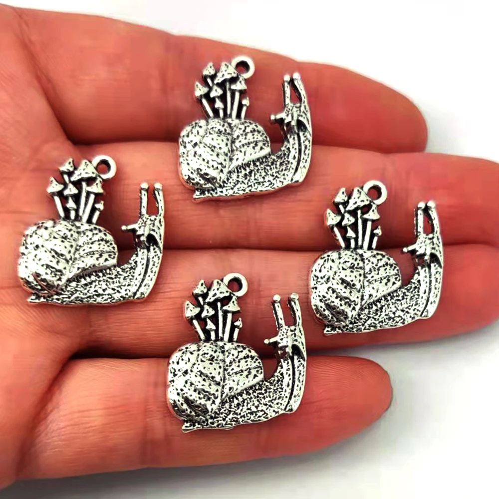 5pcs Ature and Wildlife Novelty Fun Insects and Bugs Snail Gastropods and Mushroom Pendant Charm for DIY Women Man Accessories