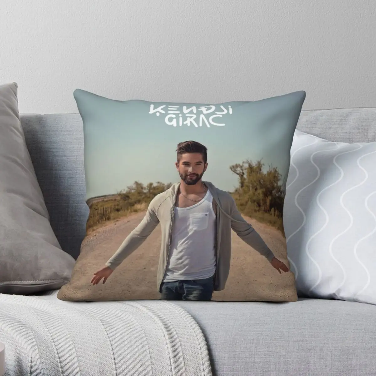 Kendji Girac Square Pillowcase Polyester Linen Velvet Pattern Zip Decor Throw Pillow Case Bed Cushion Cover 18