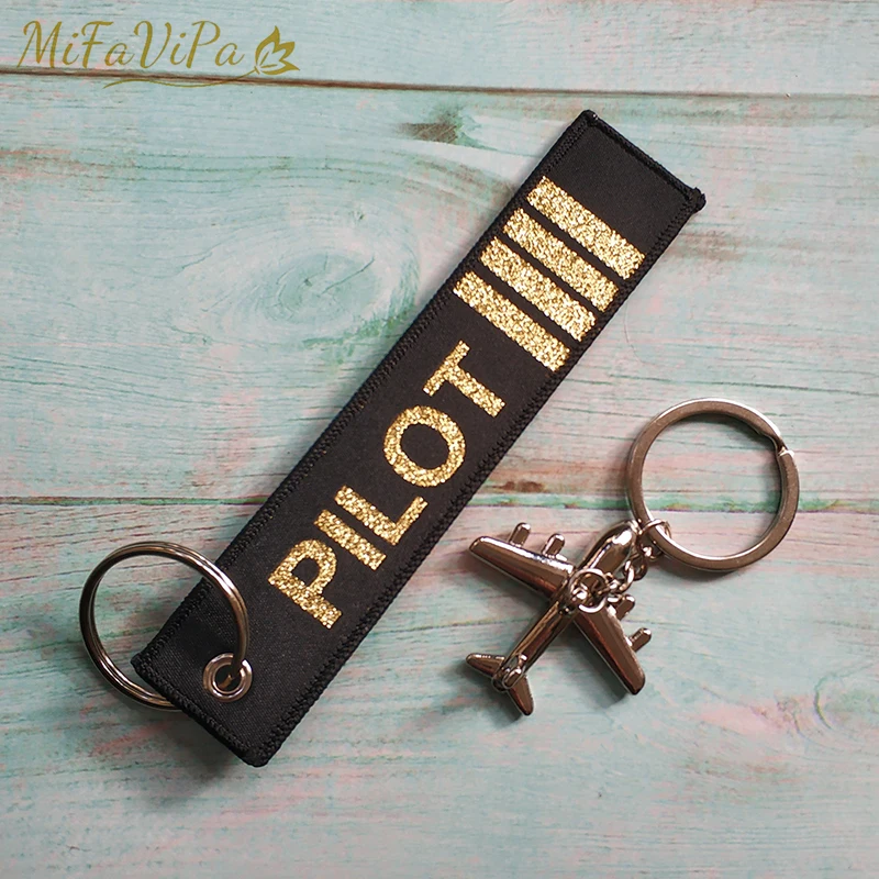 

10 PCS/LOT Woven Flight Crew Pilot Keychains Gift Aviation Aircraft Key Chain with Metal Plane Keychain Fashion Trinket MiFaViPa