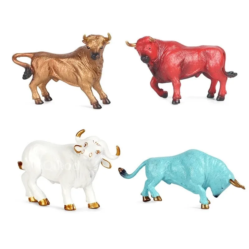 De Nieuwe Simulatie Effen Wild Dier Model Bull Bison Ranch Koe Set Pvc Dieren Actiefiguren Speelgoed Kinderen Kerst gift