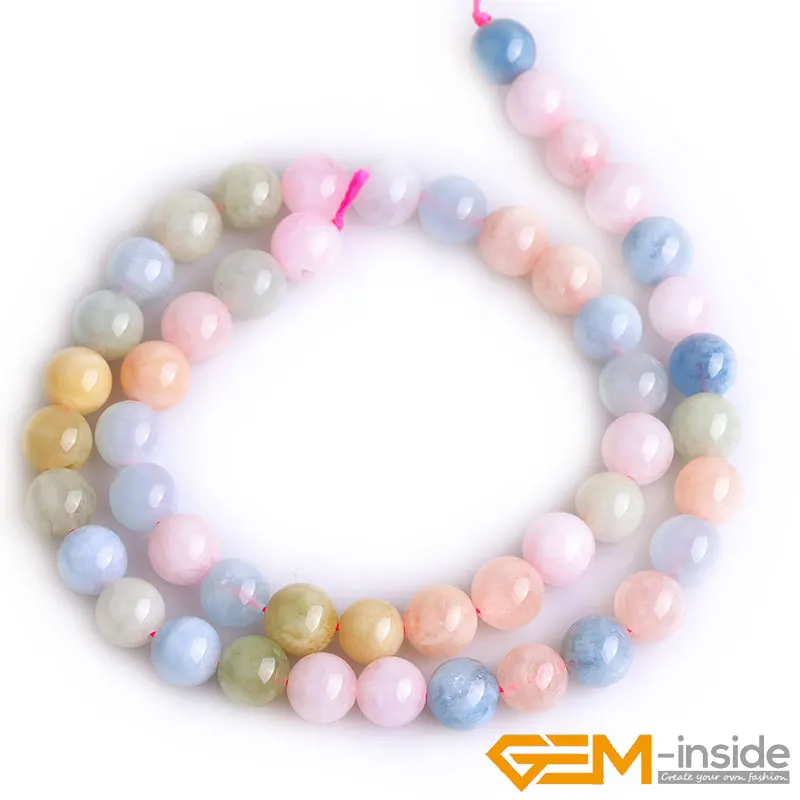 Natural Stone 6 8 10mm Morgan Morganite Stone Accessorries Loose Spacer Round Beads For Jewelry Making Strand 15\