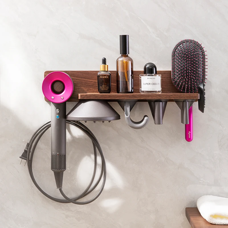 Hair Dryer Rack Bracket Hanger Wall Hanging Free Punch HD08 Rack Storage Rack Solid Wood