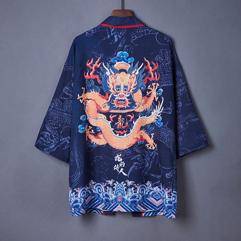 

Kimono Men Japanese Kimono Traditional male kimono cardigan harajuku streetwear samurai costume yukata male haori obi Dragon