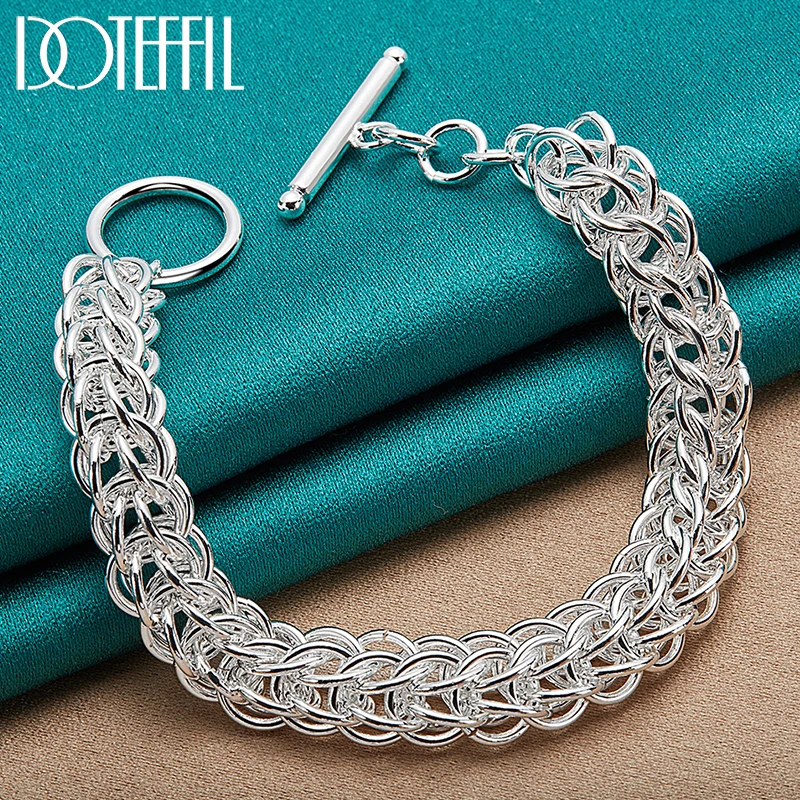 DOTEFFIL 925 Sterling Silver Multi-Circle Bransoletka Łańcuch Dla Kobiety Urok Ślub Zaręczyny Impreza Biżuteria Modowa