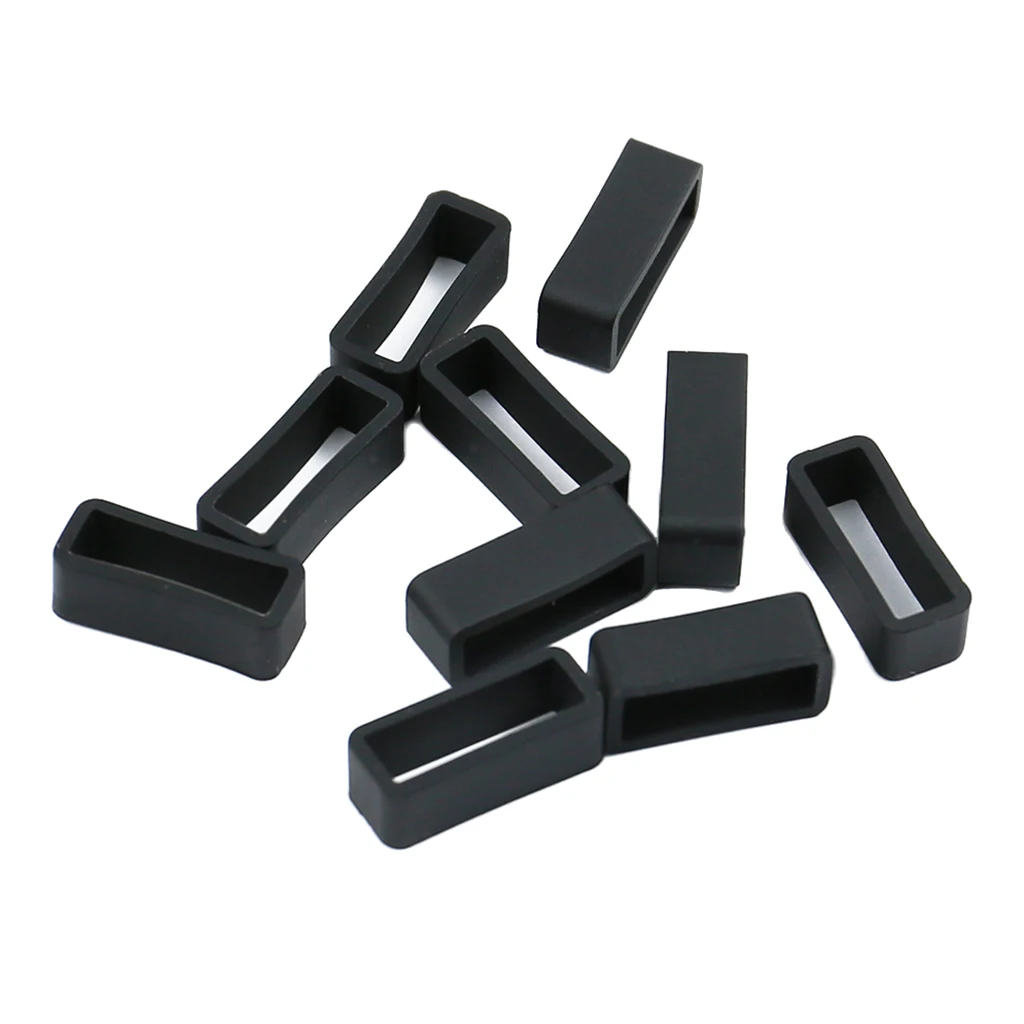 10pcs Black Watchbands 12 14 16 18 19 20 22 mm Strap Loop Ring Silicone Rubber Watch Bands Accessories Watch Holder Repair