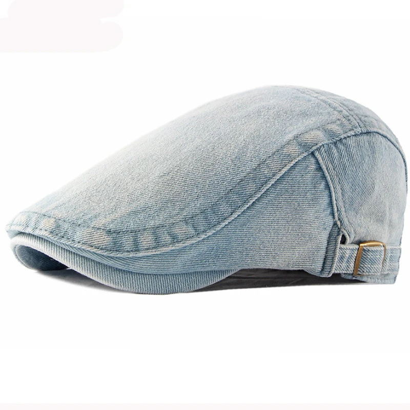 Boina de mezclilla Retro Para hombres y mujeres, sombrero de pintor, gorra plana ajustable, primavera y otoño, HT3301