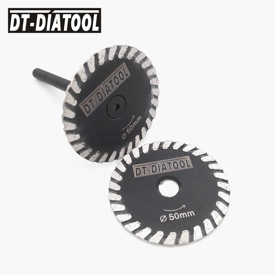 DT-DIATOOL 1pc Dia 30/40/50mm Mini Engraving Diamond Blade With Removable 6mm Shank & 1pc Mini Saw Blade Without Shank For Stone