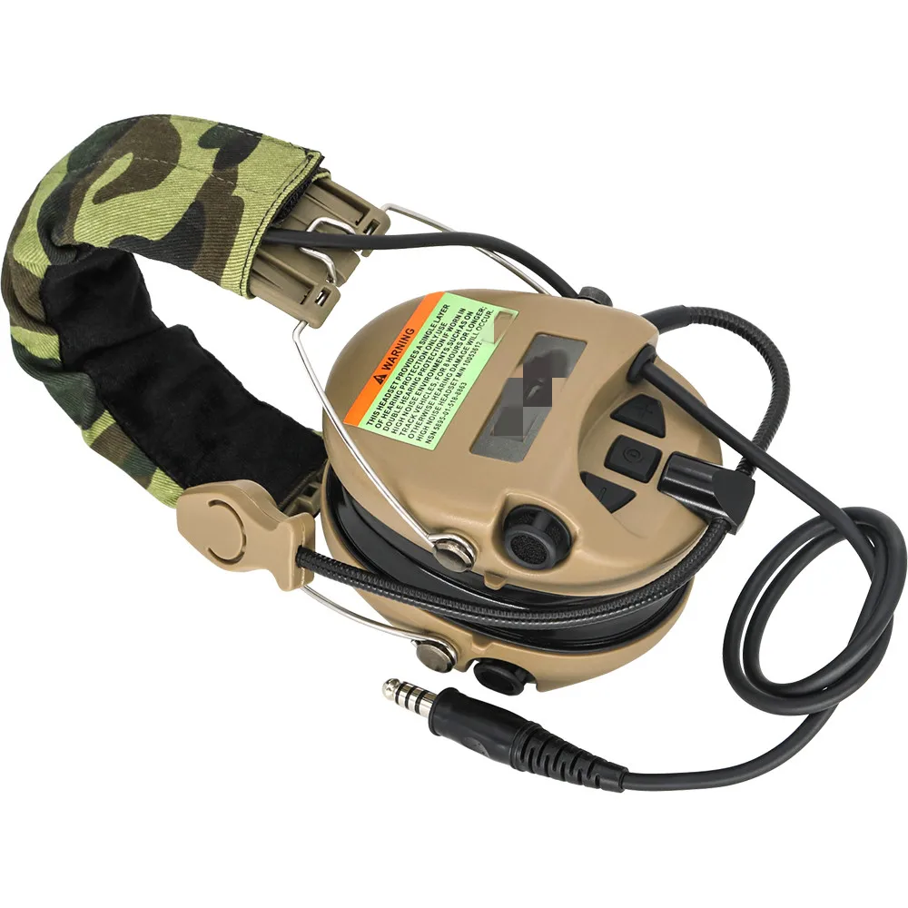 Casque d'écoute tactique Airsoft militaire, interphone avec réduction de bruit, chasse, tir