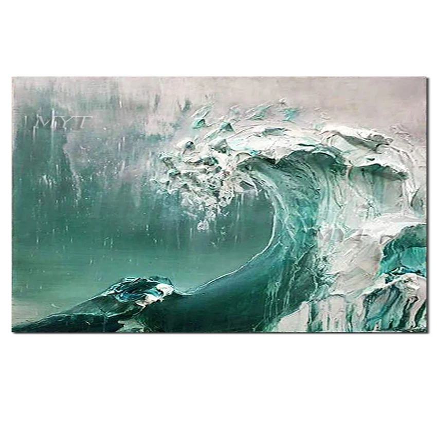 100% Hand-painted Oil Painting Wave Three-dimensional Hand-painted Oil Painting 3d Wave Wall Decoration Room New Arrival