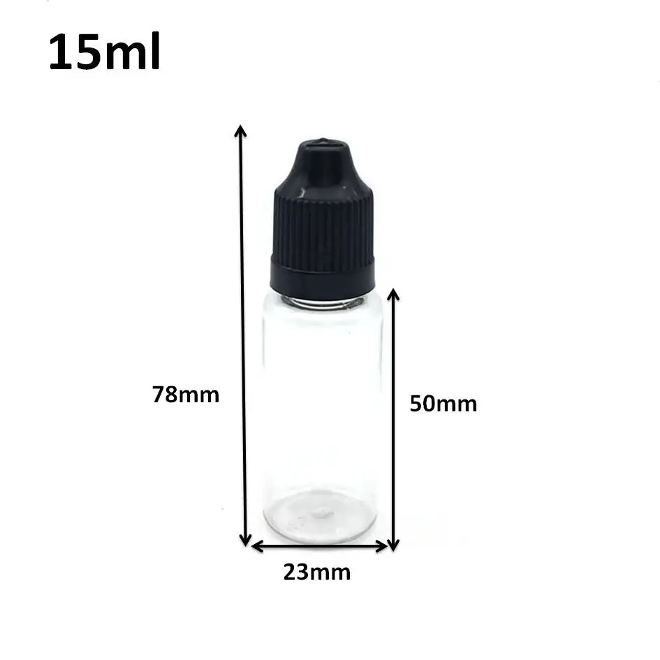 Fast Shipping 100pcs Clear Empty 15ml Plastic Dropper Bottle PET Vial Childproof Cap For Eye Drop Liquid Container