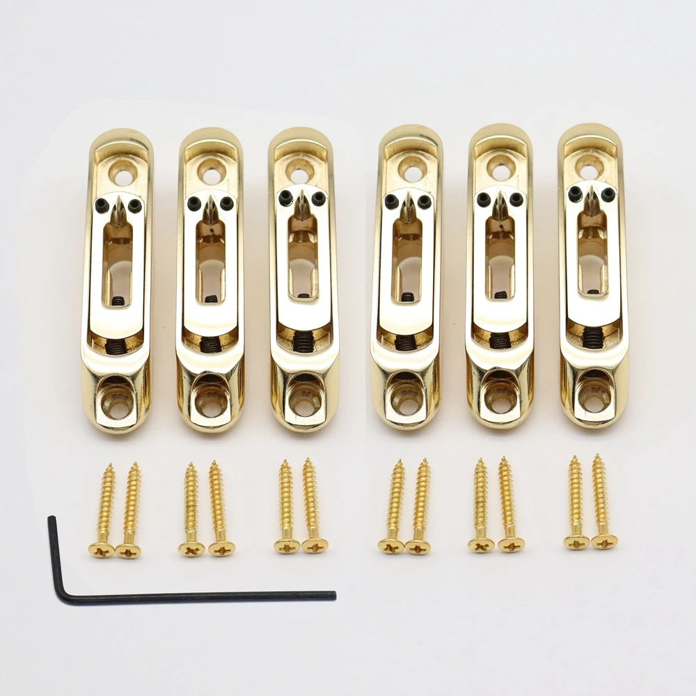 6 Pcs Guitar Bridge Sadlles Single Individual Bridge Saddles Tailpiece  Set for 6 String Electric Guitar Bass Parts