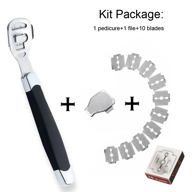 Lame et lime de pédicure en acier inoxydable, callosités professionnelles, rabot à pied, rasoir de pédicure, accessoires d\'outils de manucure