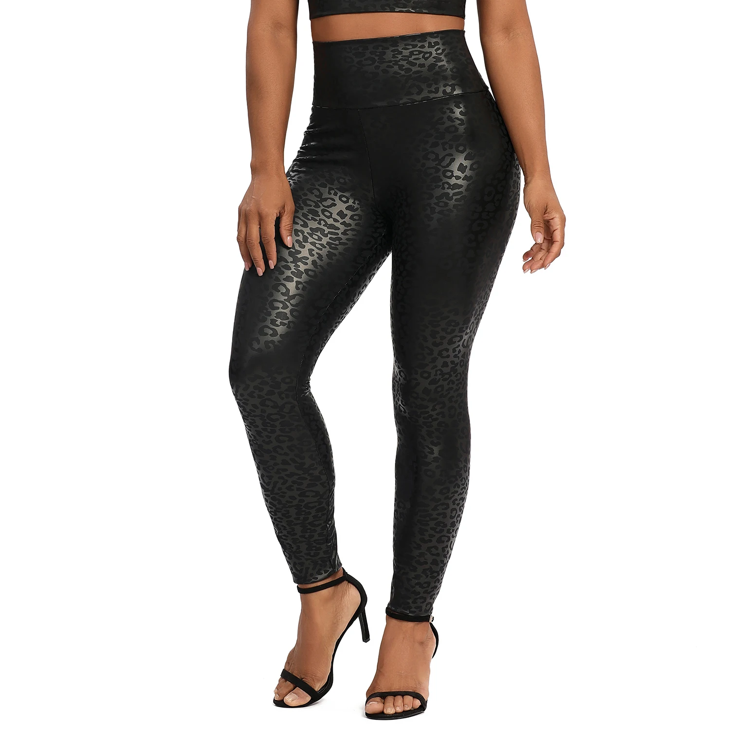 PU Leder Leggings Fitness Frauen Yoga Hosen Hohe Taille Sexy Kurvige Elastische Leggins 2022 Mode Stretch Hosen Leopard Hosen