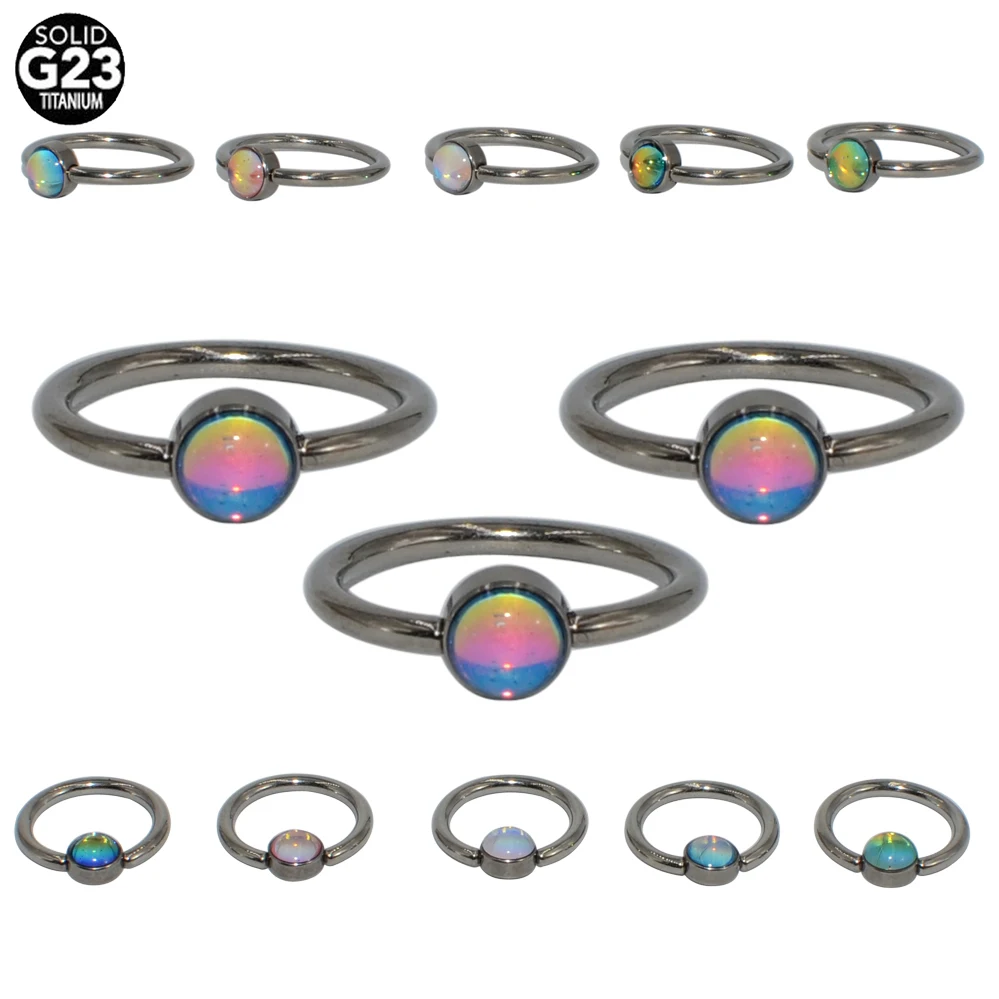 1PC G23 Titanium Bling Bling Flash Film Lip Eyebrow Nose Ring Daith Rook Ear Septum Helix Tragus Cartilage Earrings Piercing