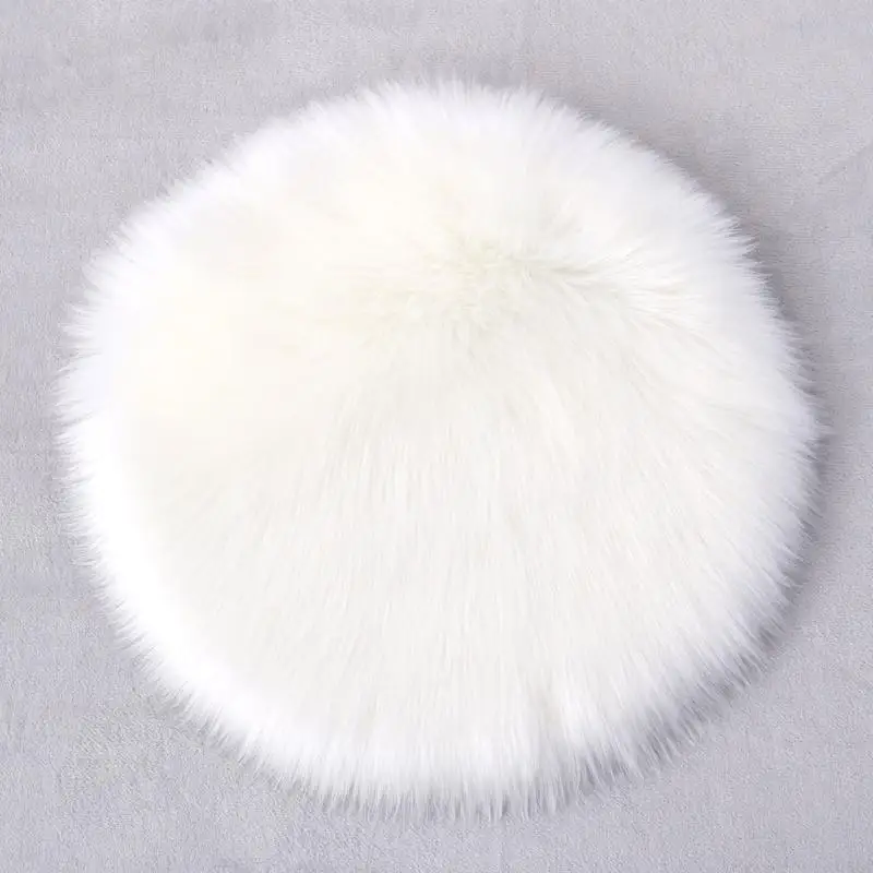 50   Long Plush Round Seat Cushion for Makeup Chair Bar Stool Fluffy Faux Fur Sitting Pillow Mat Pad Shaggy Modern Home Decor