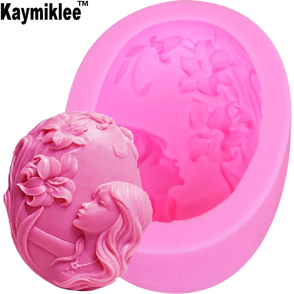 S033 1PCS Lily Flower Girl Candle Moulds Soap Mold Kitchen-Baking Resin Silicone Form Home Decoration 3D DIY Clay Craft Wax-Maki