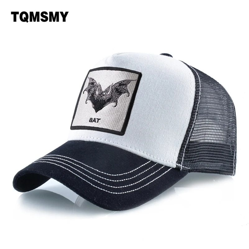 Black bat pattern hat Embroidered patch Baseball Cap men Mesh Snapback caps summer sun hats for women Hip Hop cap Visor bone