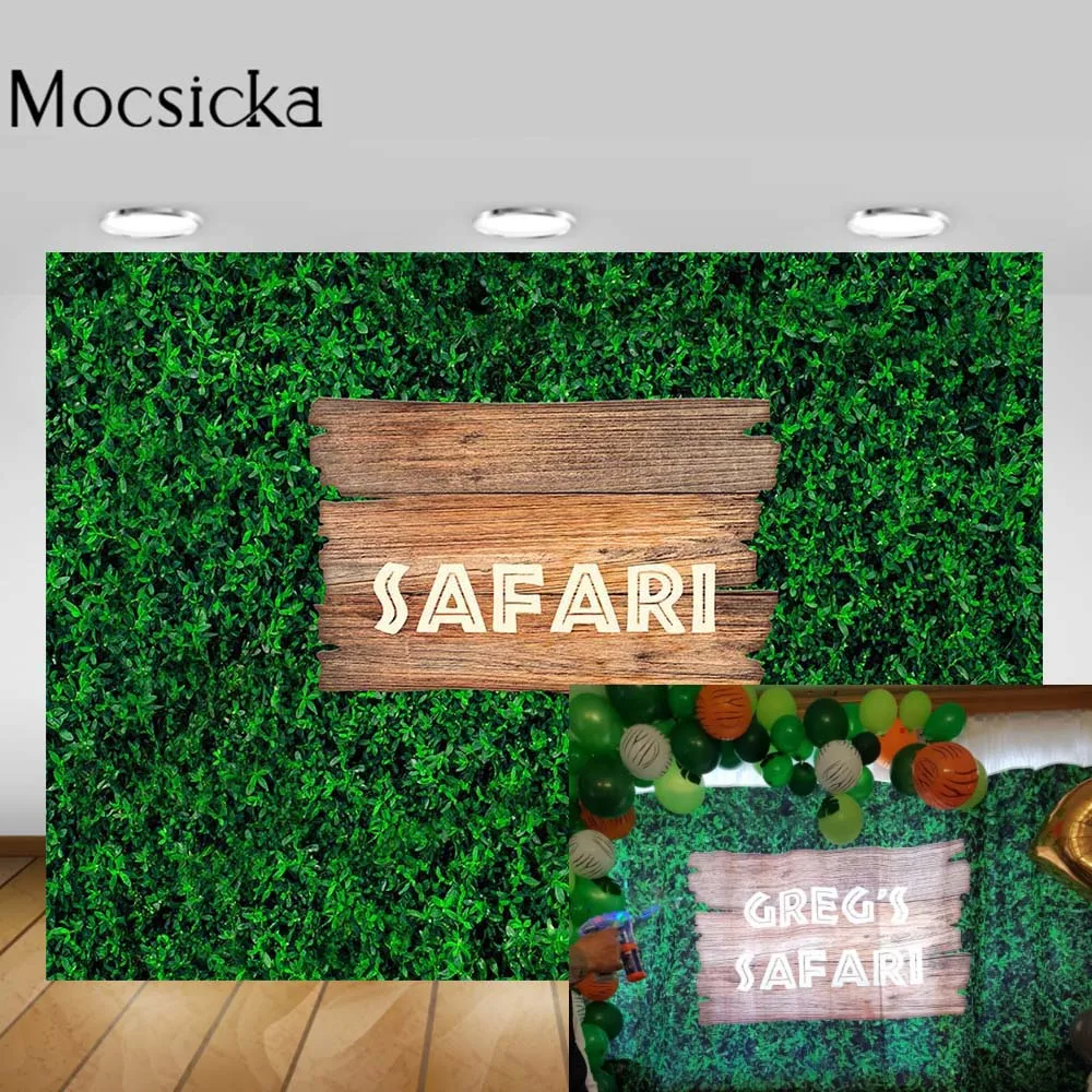 

Mocsicka Child Birthday Safari Party Wild One Backdrop Green Grass Wall Baby Shower Photo Background Customize Poster Wallpaper