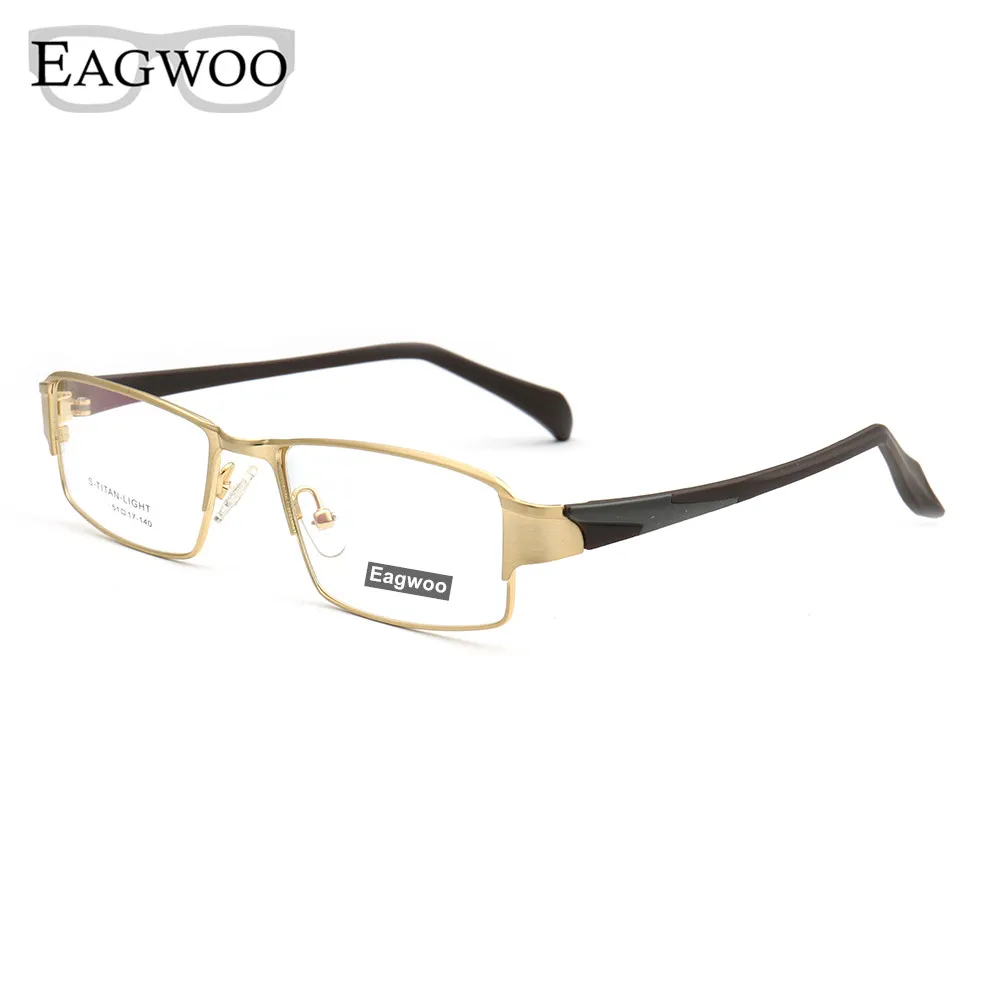 EAGWOO Metal Eyeglasses Men Full Rim Optical Frame Prescription Spectacle Myopia Eye Glasses Small Face Suitable