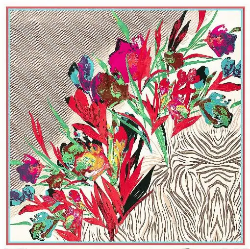 

130x130cm Luxury Brand Square Silk Scarf New Oil Painting Flower Design Winter Scarf Fashion Shawls Wrap Ladies Silk Scarves