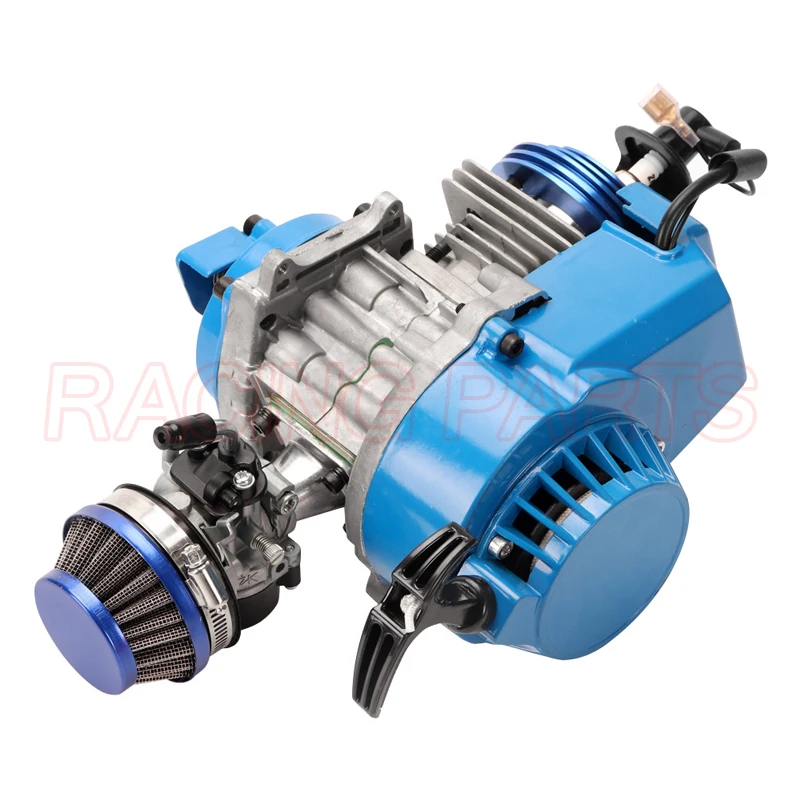 49CC Engine Aluminum Pull Start 15MM Carburetor CNC head Air filter Mini Moto Pocket ATV Quad Buggy Dirt Pit Bike Blue