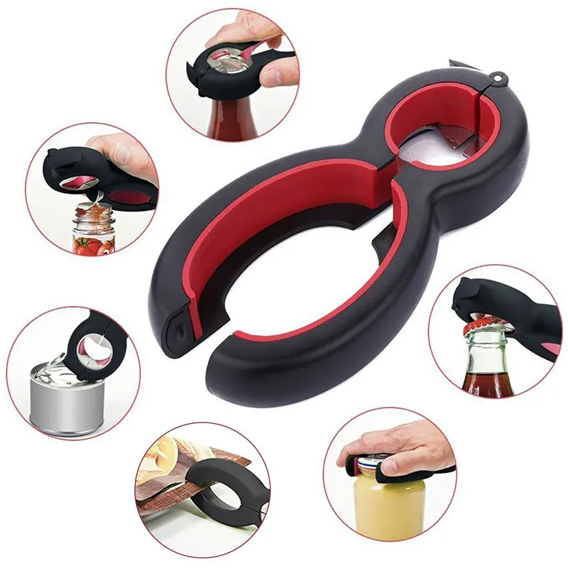 

6 in 1 Multi Function Twist Bottle Opener, All in One Jar Gripper Can Wine Beer Lid Twist Off Jar Opener Claw