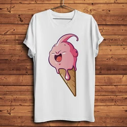 kawaii Majin Buu ice cream funny anime tshirt Men summer new White Casual short sleeve T Shirt Unisex manga streetwear tee