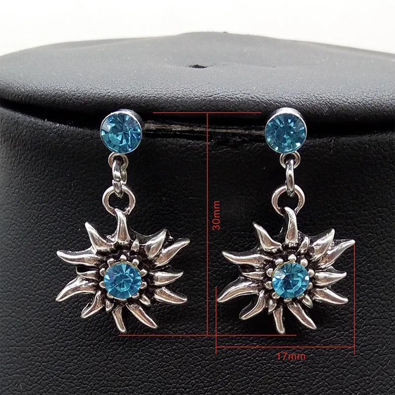 New Multicolor Rhinestones Edelweiss Earrings Costume Jewelry  Fashion Dangle Drop Earrings Women Girl Party Gift Wholesale