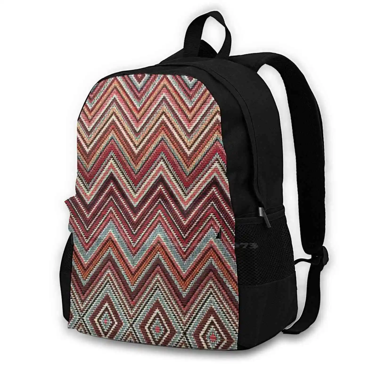 Home Decor Zig Zag Patterns Backpacks For School Teenagers Girls Travel Bags Geometric Modern Fashion Chic Color Contemporary