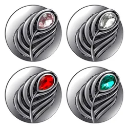 KZ3512 New Beauty feather Rhinestone 18MM snap buttons fit DIY 18MM snap bracelet snap jewelry Valentine's Day Gift