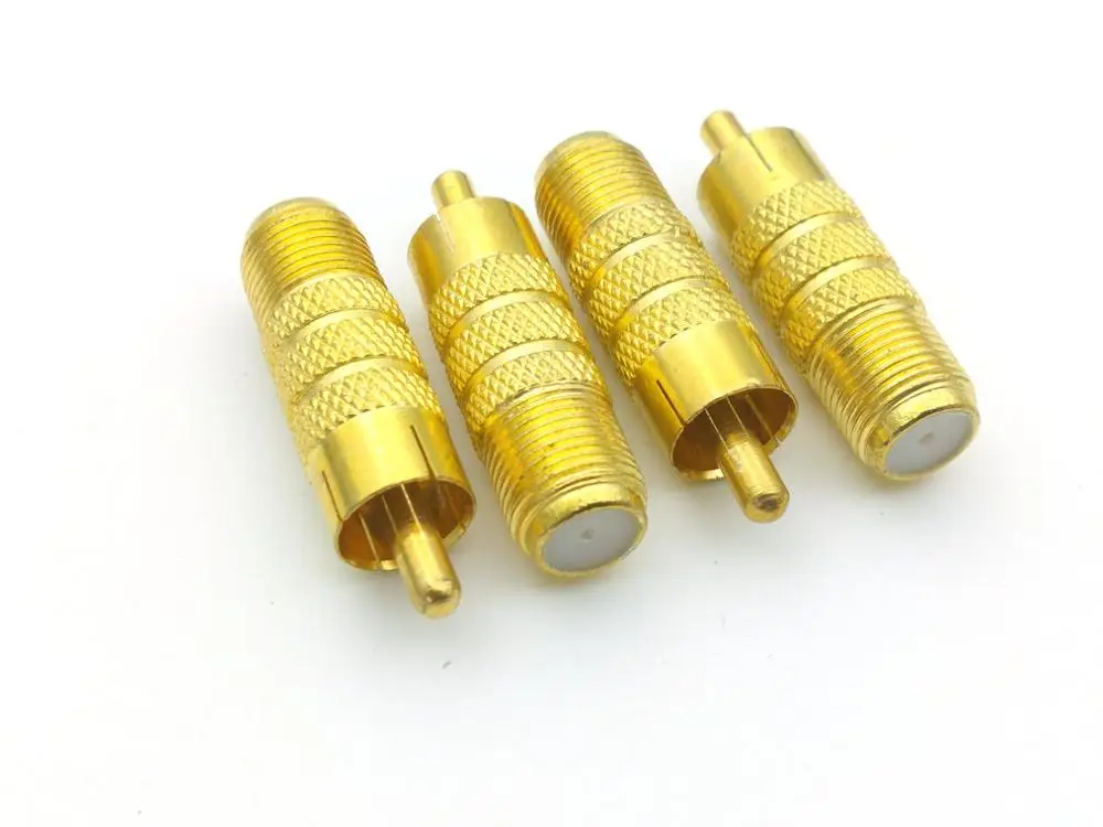 4 Stuks Vergulde Rca Male Plug Naar F Female Coax Jack Adapter Connector Kabel Koppeling
