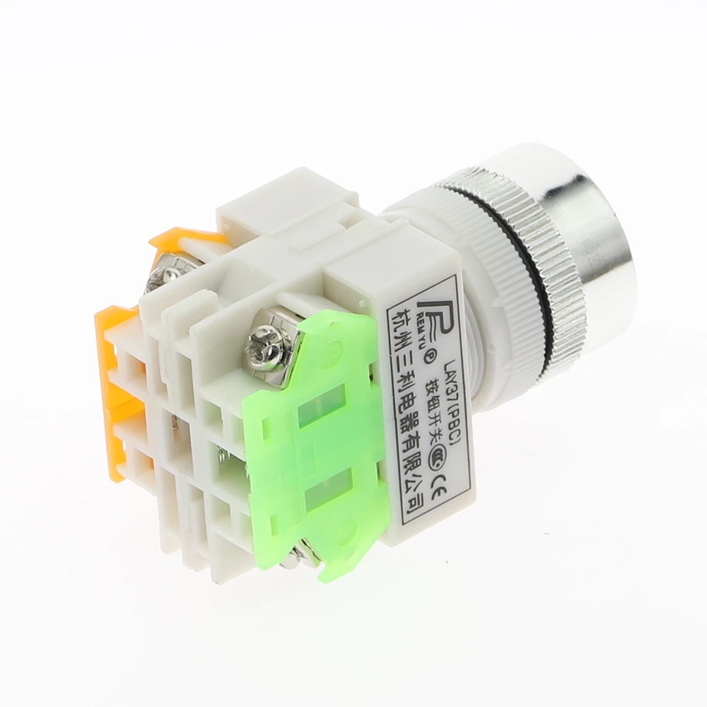 1pcs 22mm Red Green Blue Yellow White Black 1NO 1NC Momentary Push button switches LAY37 Y090
