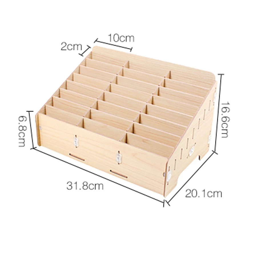 24 Grids Wooden Storage Box Cell Phone Holder Desktop Organizer Storage Box Mobile Phone Repair Tools Storage Box