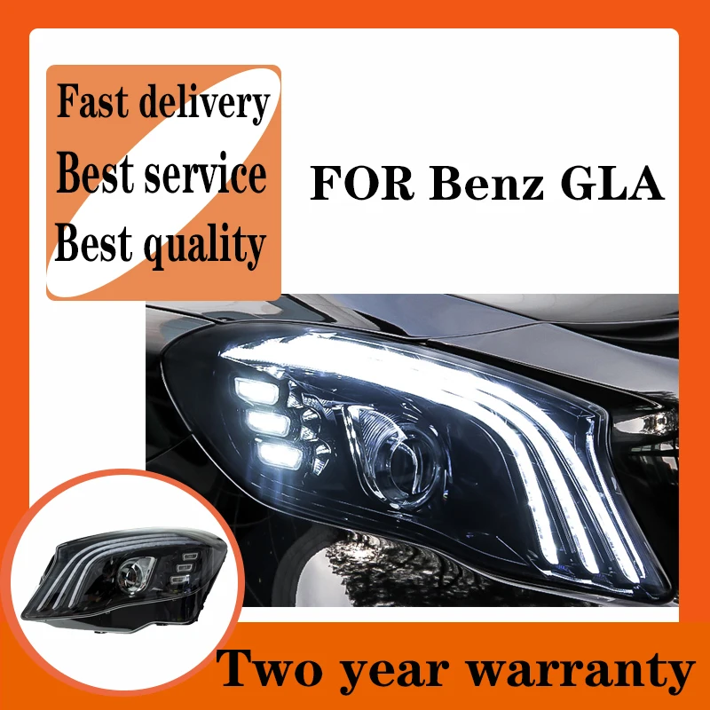 

Headlights For Benz GLA 200 260 2015-2019 Maybach version head lamp lens with blue streamer ALL LED dynamic running light