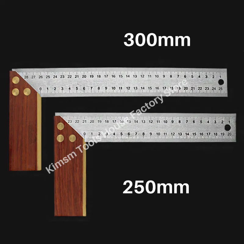 

90 Degree Stainless Right Angle Ruler For Woodworking L Type Mahogany Base Clear Scale Ruler Multifunction Thick Measuring Tool