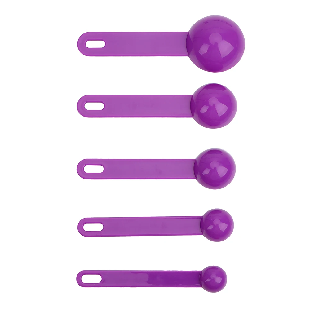 Cuchara medidora de plástico para hornear café, té, herramienta de medida, accesorios de cocina, 5 unids/set