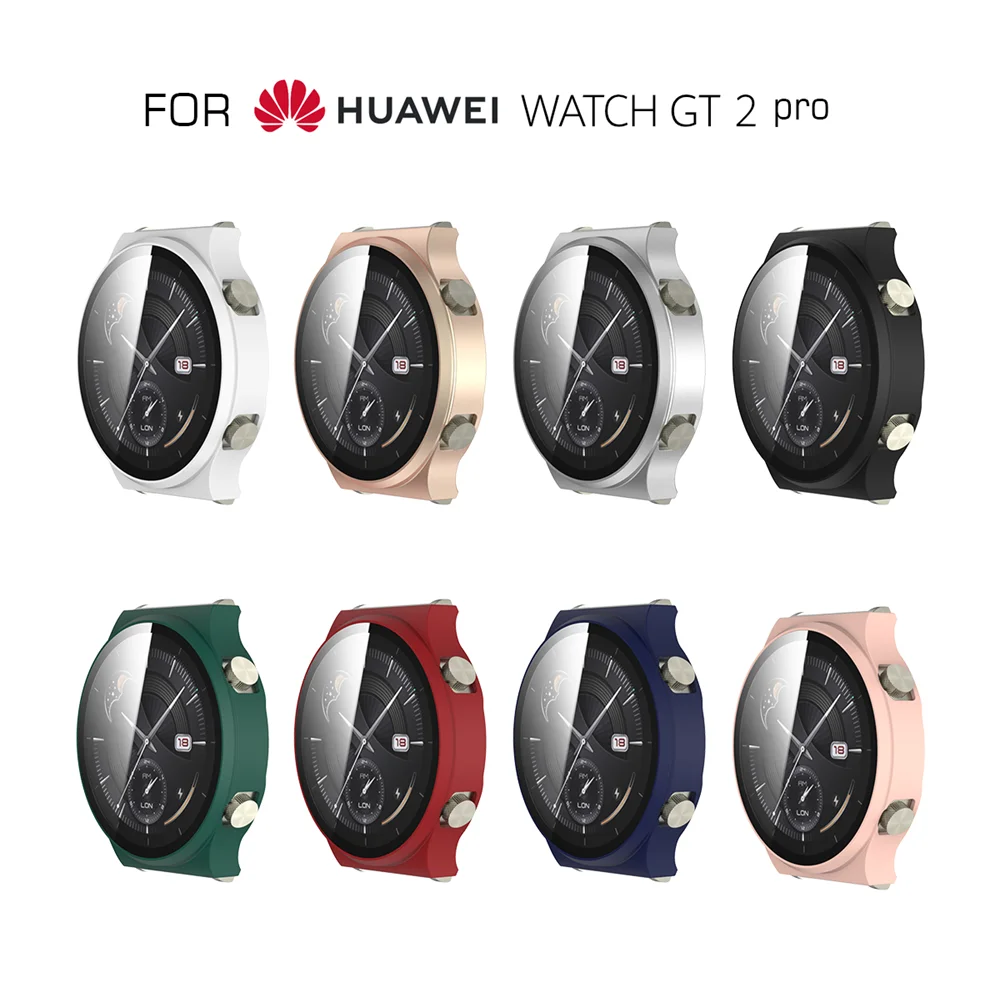 Protective Case for Huawei Watch GT 2 Pro Matte Watch Cover Tempered Glass Full Screen Protector GT2 Pro Smartwatch Shell