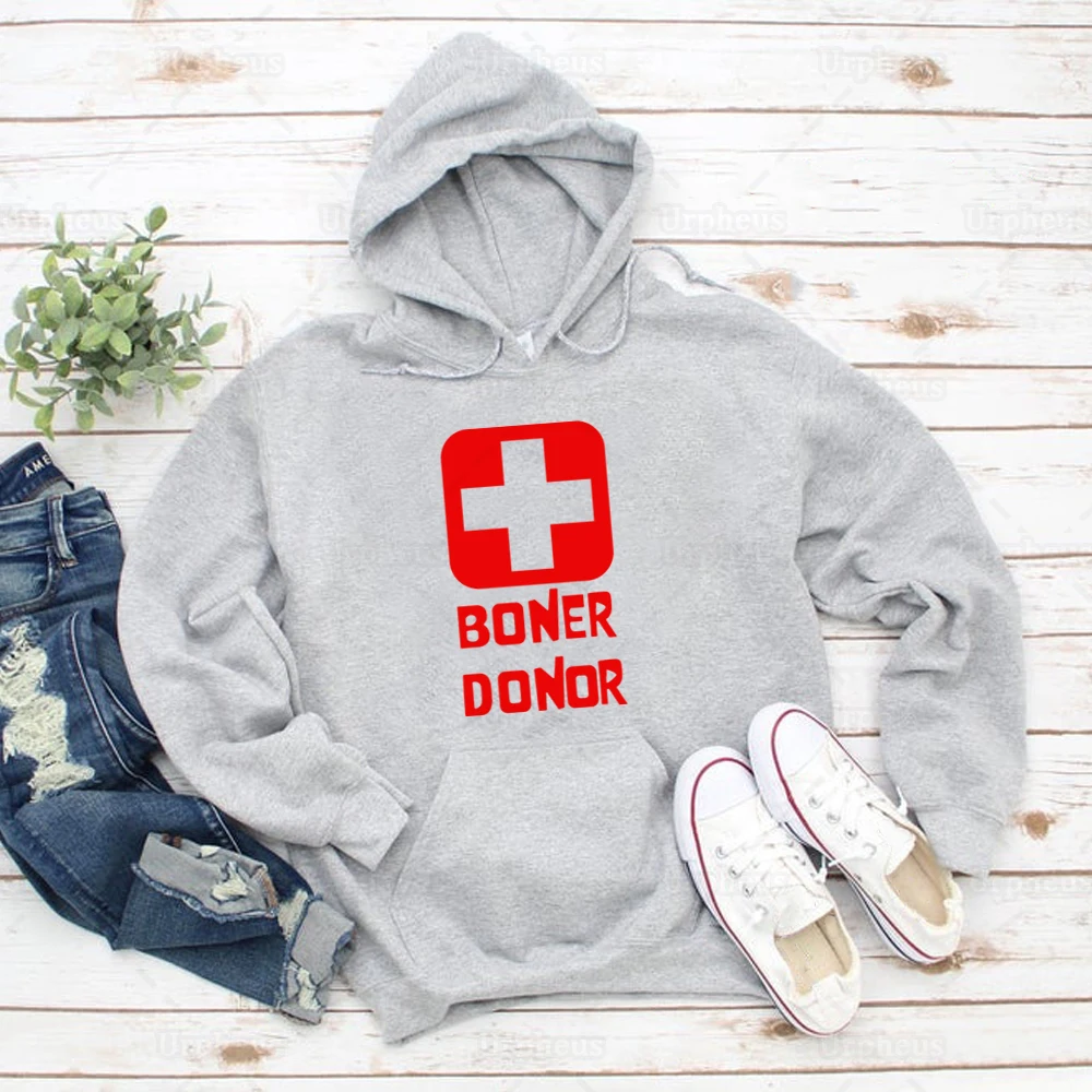 Unisex Boner Donor Hoodies Humor Halloween Gift Pullover Sweatershirt