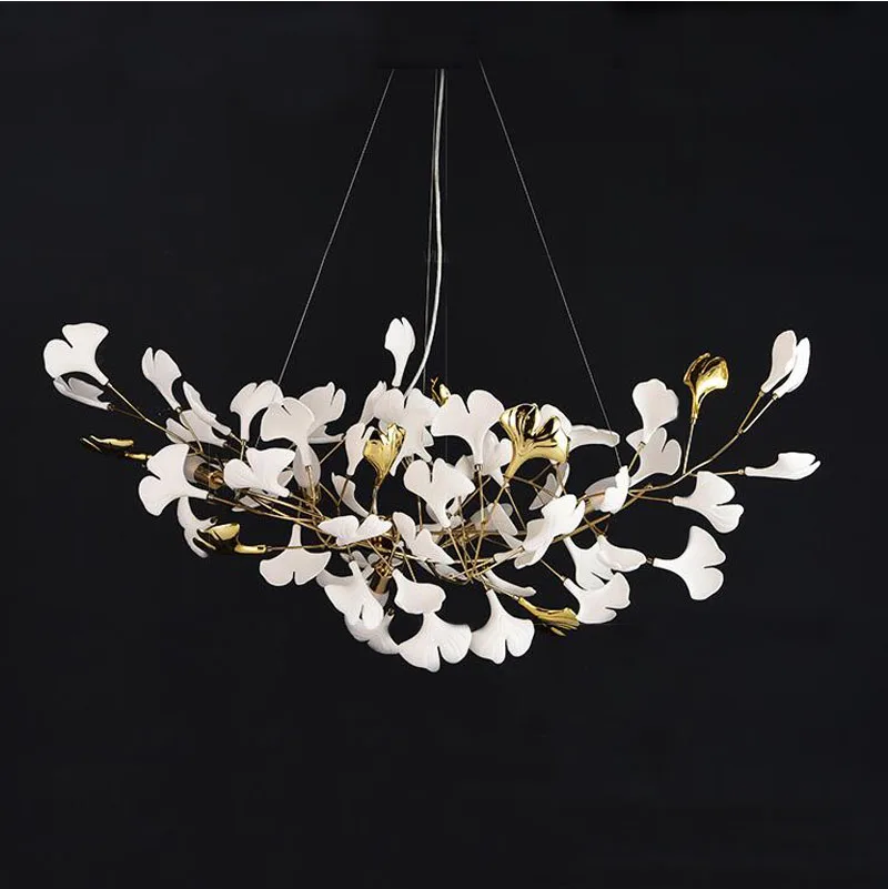 Phube Modern Chandelier Light With Porcelain Leaves Tree Branches Hanging Lamp For Kitchen Island Chrome Hanging Light Fixtures