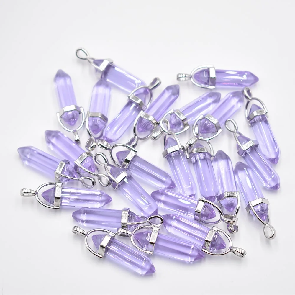 Modische Glas-Mischkristall-Säulenanhänger & Halsketten zur Schmuckherstellung, Charm-Pendel-Accessoire, 24 Stück/Los, Großhandel, versandkostenfrei. – Detail 3