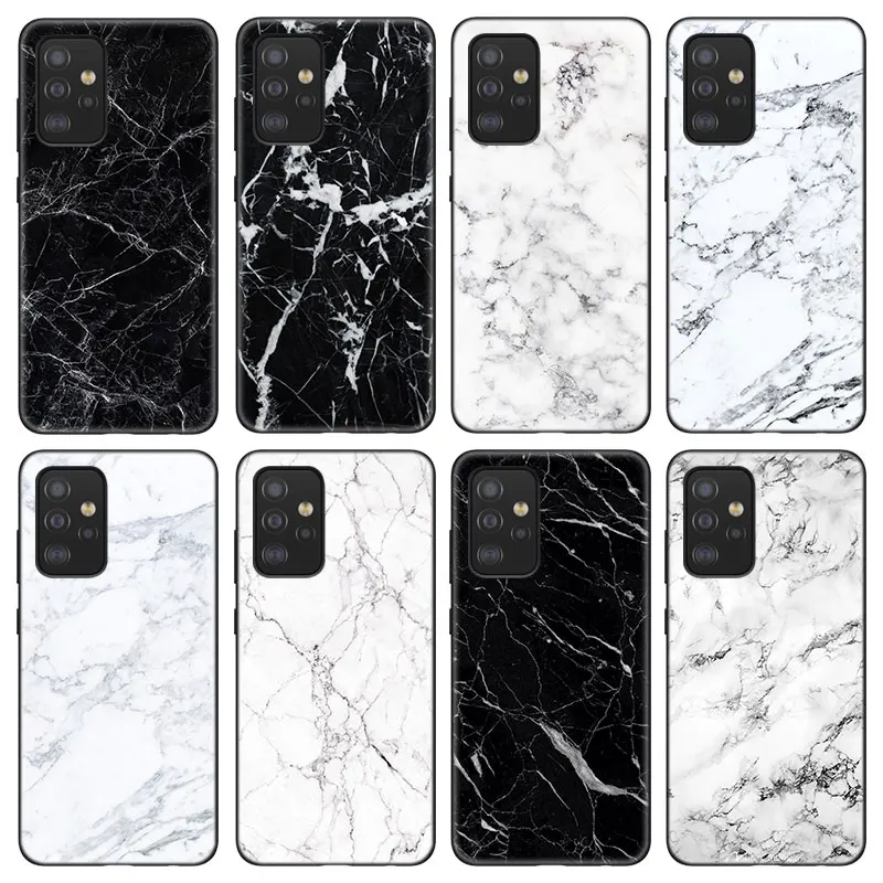 Black and White Marble Case For Samsung Galaxy A12 A22 A21S A02S A31 A32 A50 A51 A70 A71 A72 A11 A10S A20S A30S A52 S 5G Cover