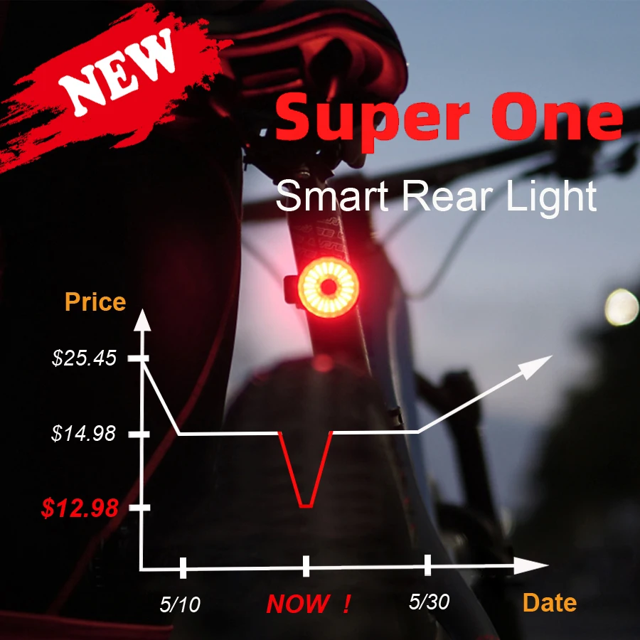 NEWBOLER Bicycle Smart Auto Brake Sensing Light IPx6 Waterproof LED Chargable Cycling Taillight Bike Rear Light Bike Accessories