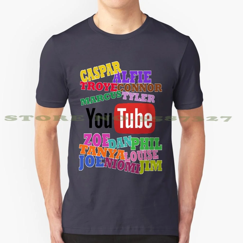 Youtube Stars 100% Cotton T-Shirt O2L Caspar Lee Deyes Troye Sivan Connor Franta Marcus Butler Tyler Zoe Sugg Dan Howell Phil